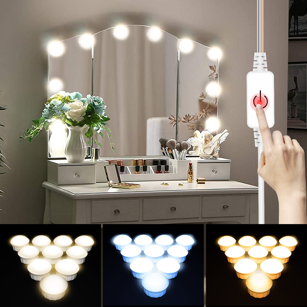 Beauty Makeup Desk - إضاءة مرآة LED بمنفذ USB لطاولة