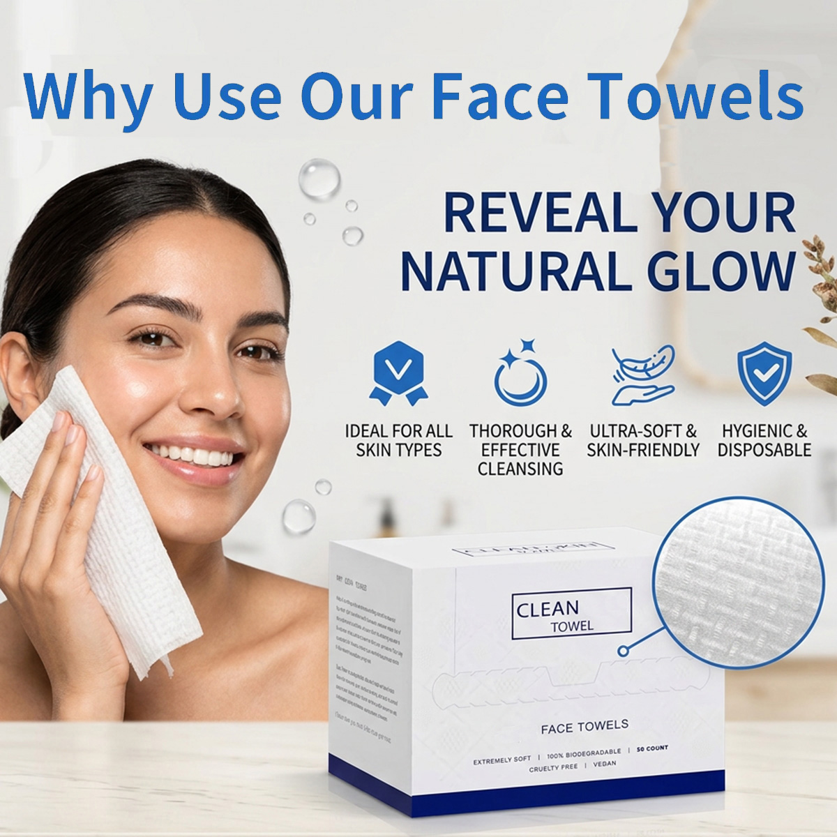 Beauty Makeup Kit - 50 قطعة/صندوق مناديل وجه للاستخدام مرة