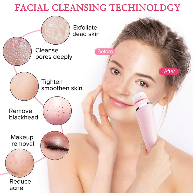 4 في 1 فرشاة تنظيف الوجه الكهر - مراجعة Electric Face Cleanser Brush وسعره