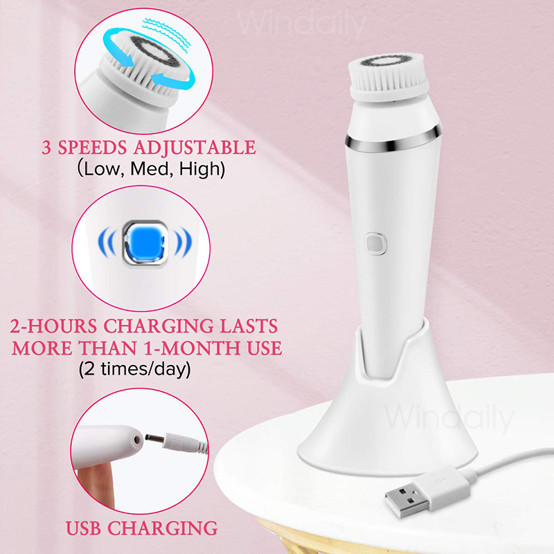 4 في 1 فرشاة تنظيف الوجه الكهر - مراجعة Electric Face Cleanser Brush وسعره