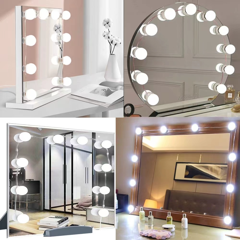 LED ضوء لصق مرآة ماكياج مصابيح - مراجعة Beauty Makeup Desk وسعره