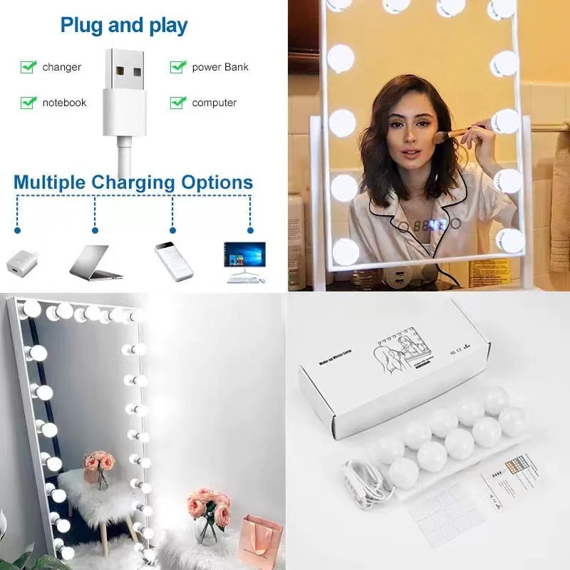 LED ضوء لصق مرآة ماكياج مصابيح - مراجعة Beauty Makeup Desk وسعره